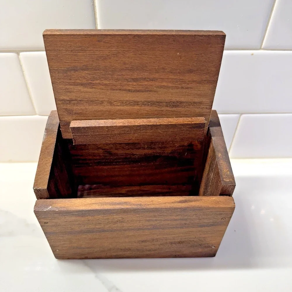 Vintage Wooden Recipe Box with Painted Chicken Farmhouse Kitchen Decor 6